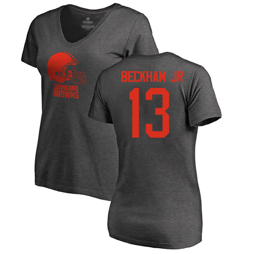 Women Cleveland Browns #13 Beckham Jr NFL One Color Nike T-Shirt->women nfl jersey->Women Jersey